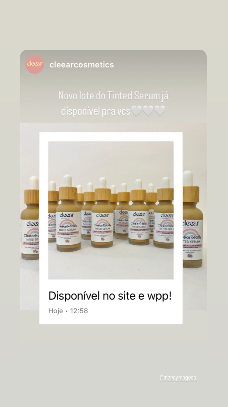TINTED SERUM Uniformizador Universal - Niacinamida 5% + Ácido Hialurônico + Zinco CleearReady NOVA FÓRMULA